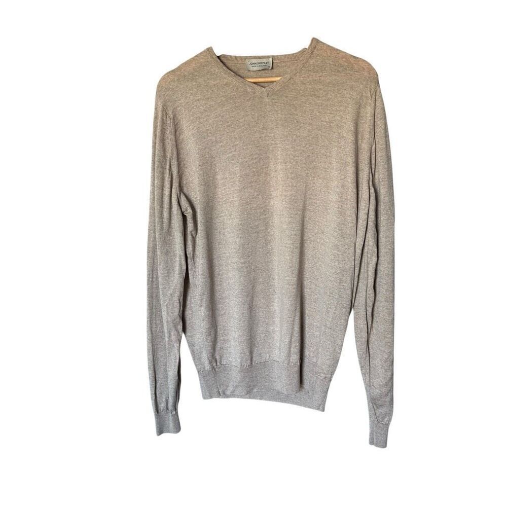 John Smedley Men’s Beige V-Neck Sweater XLarge 100% Merino Wool England READ